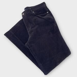 Vintage Chaps Denim Corduroy Pants Women's Size 12 Gray Wide Leg Cotton Casual